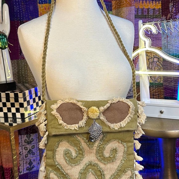 CROSSTREE Lane Vintage Cotton Purse, Twisted Crossbody Strap Boho - Picture 1 of 4